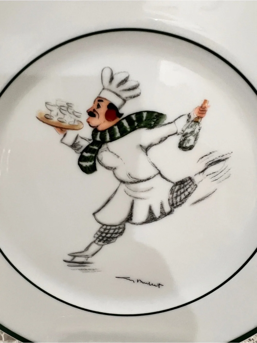 William Sonoma Skating Chefs Salad Plates Set of 2